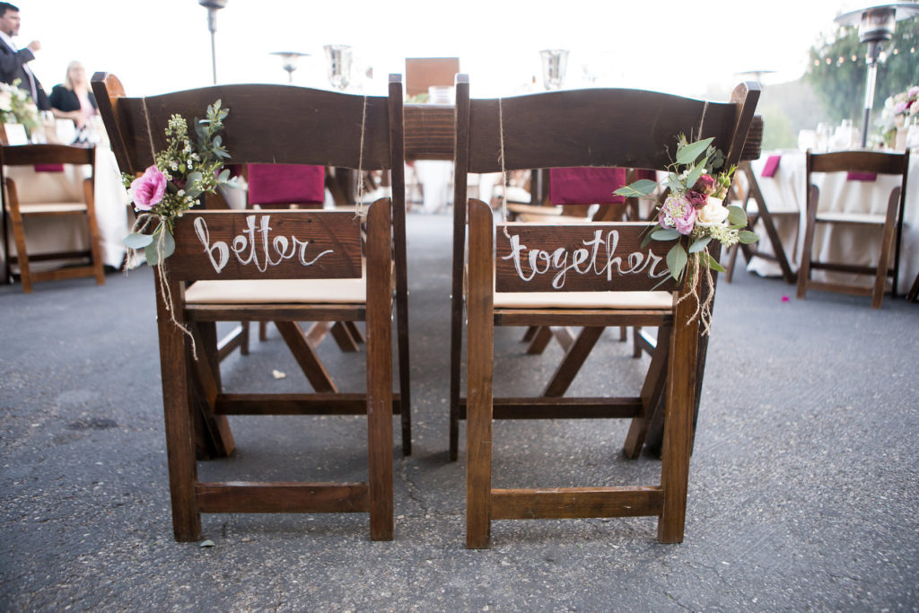 Better Together Bride and Groom Chairs The Holland Ranch wedding party